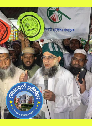 লাঙ্গলবন এলাকায় হাতপাখার প্রার্থী মুফতি মাসুম বিল্লাহর গণসংযোগ