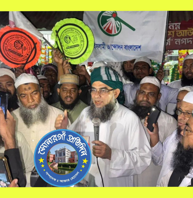 লাঙ্গলবন এলাকায় হাতপাখার প্রার্থী মুফতি মাসুম বিল্লাহর গণসংযোগ